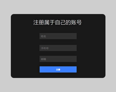 css注册黑色表单样式效果