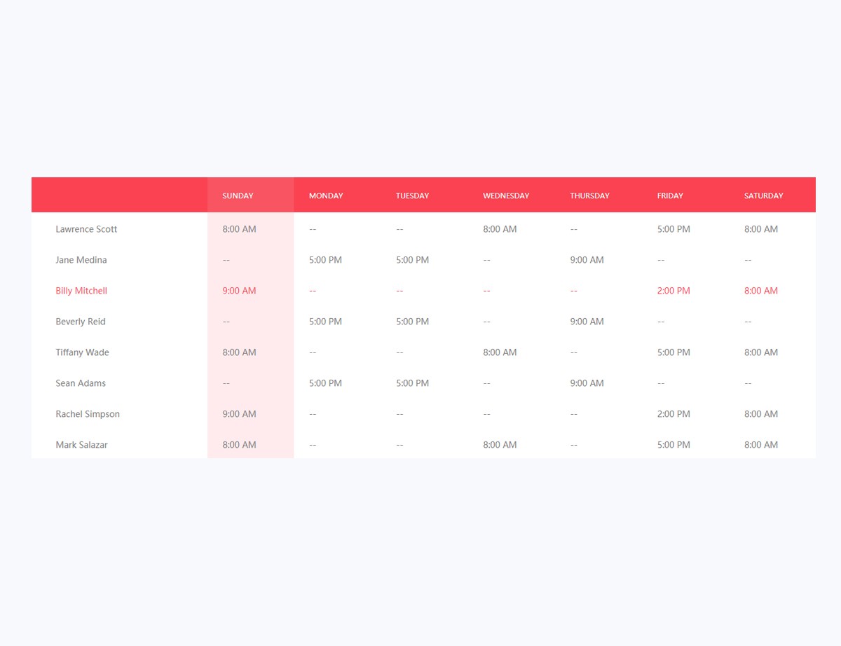 jQuery实现时间表格效果Table V06