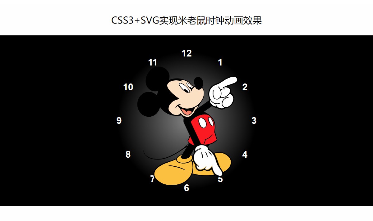 CSS3+SVG实现米老鼠时钟动画效果