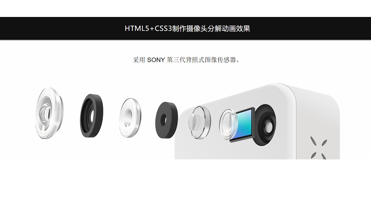 HTML5+CSS3制作摄像头分解动画效果