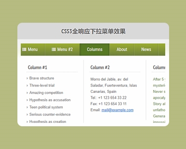 CSS3全响应下拉菜单效果——前端元素特效