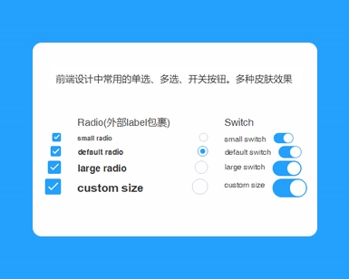 前端开发常用的CSS3单选框复选框和开关按钮美化样式UI库
