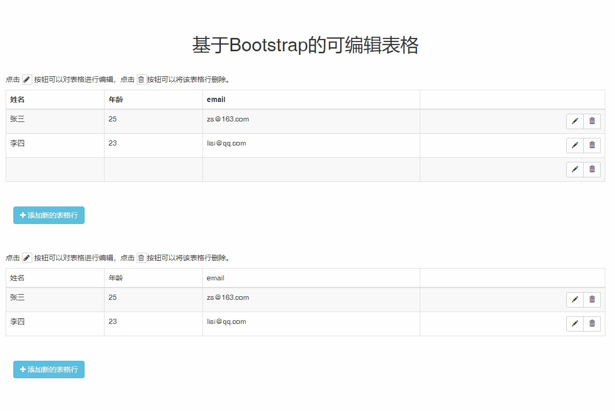 Bootstrap可编辑表格的网页特效