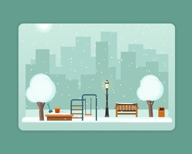 纯css3雪花公园场景动画特效